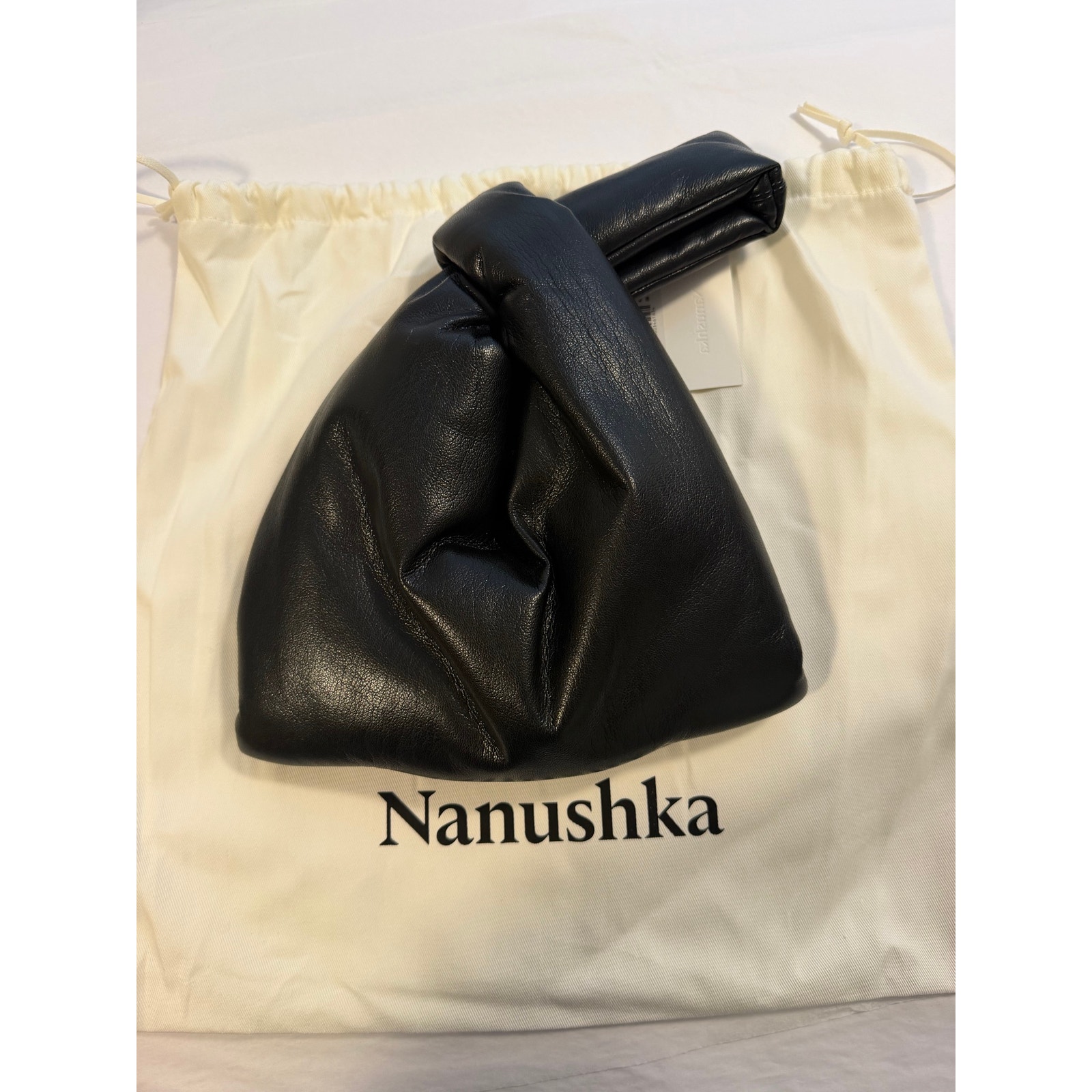 Nanushka Jen Mini Black Vegan Leather Knot Wristlet Bag Nwt — image 3 of 5